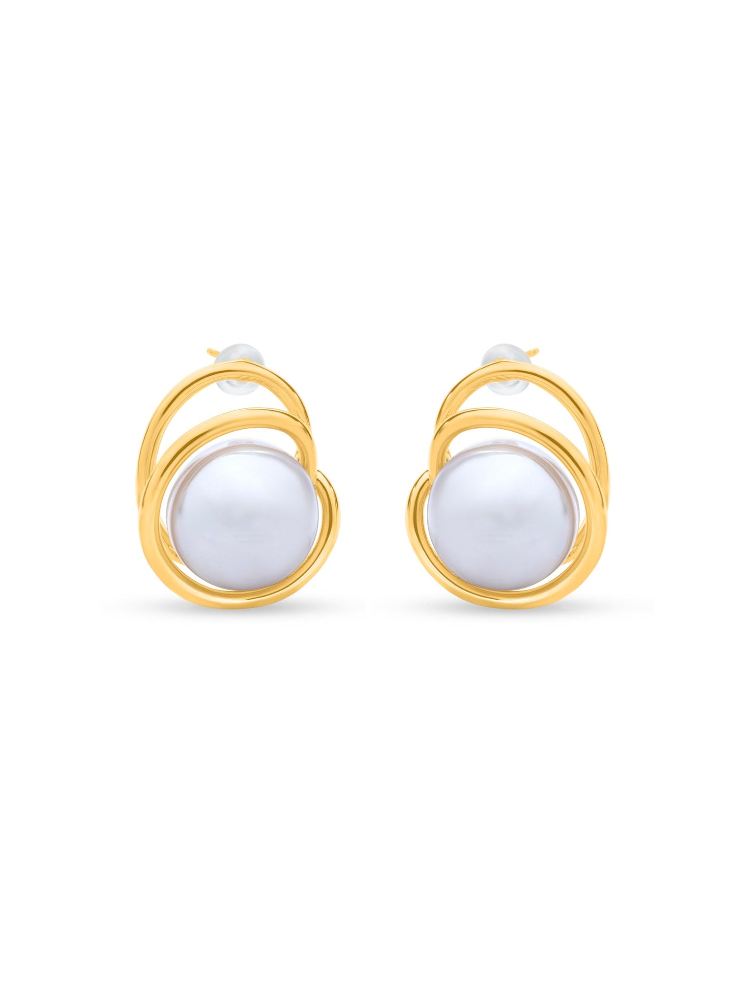 Pearl Wrapped In Golden Tread Earrings