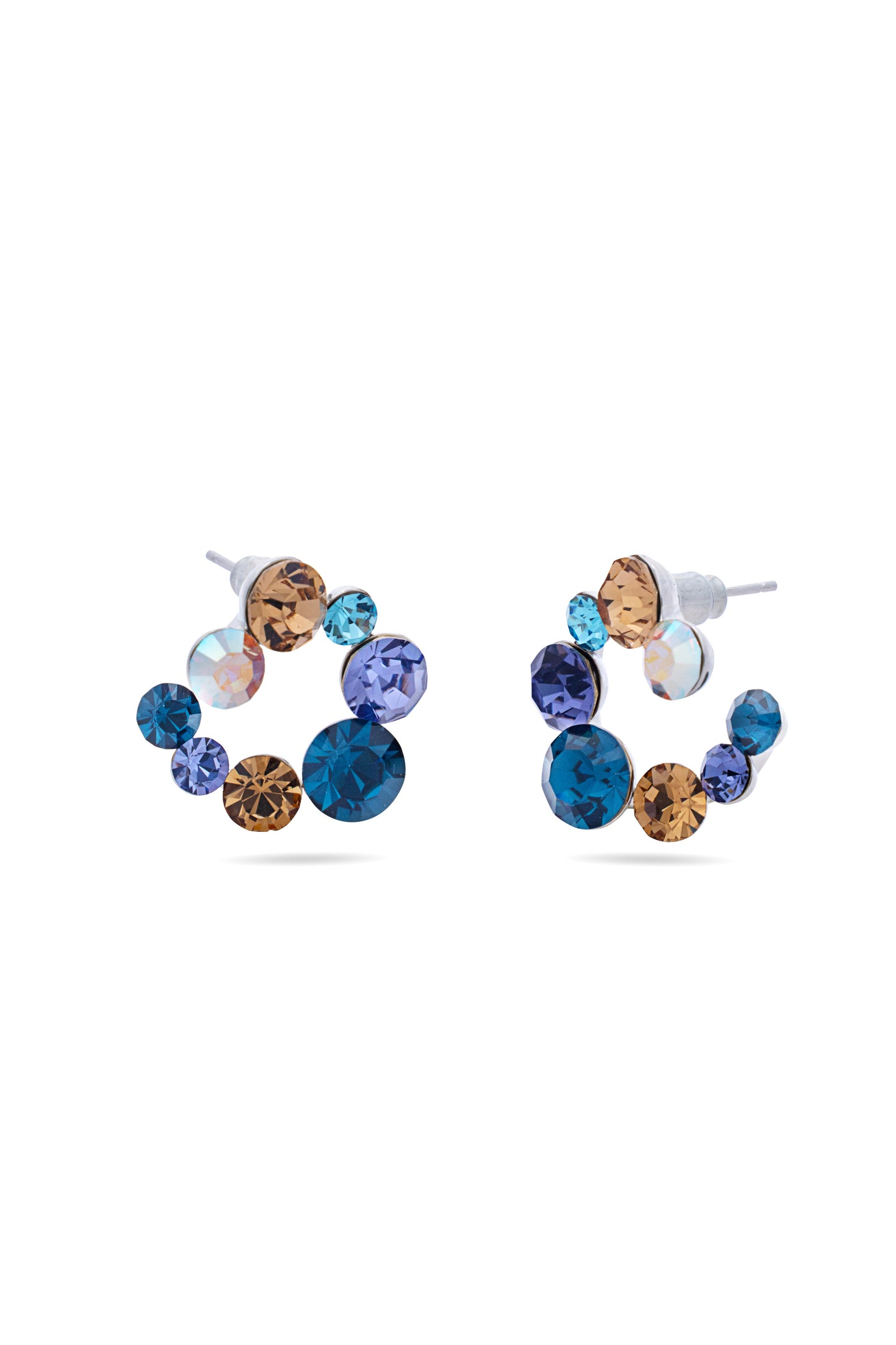 Shades of Blue Swarovski C Shape Crystal Earrings