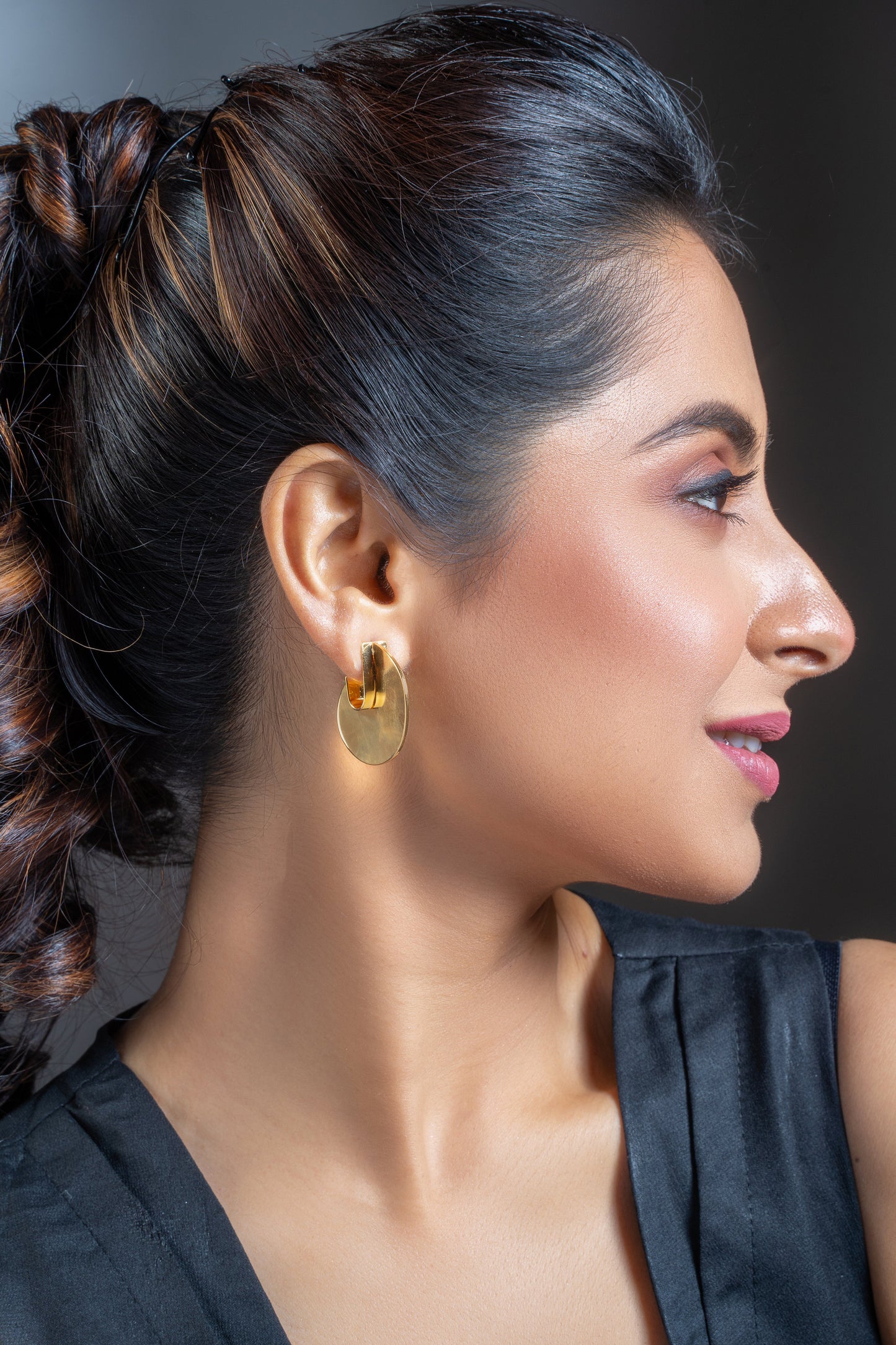 Hook Shaped Earrings-Golden