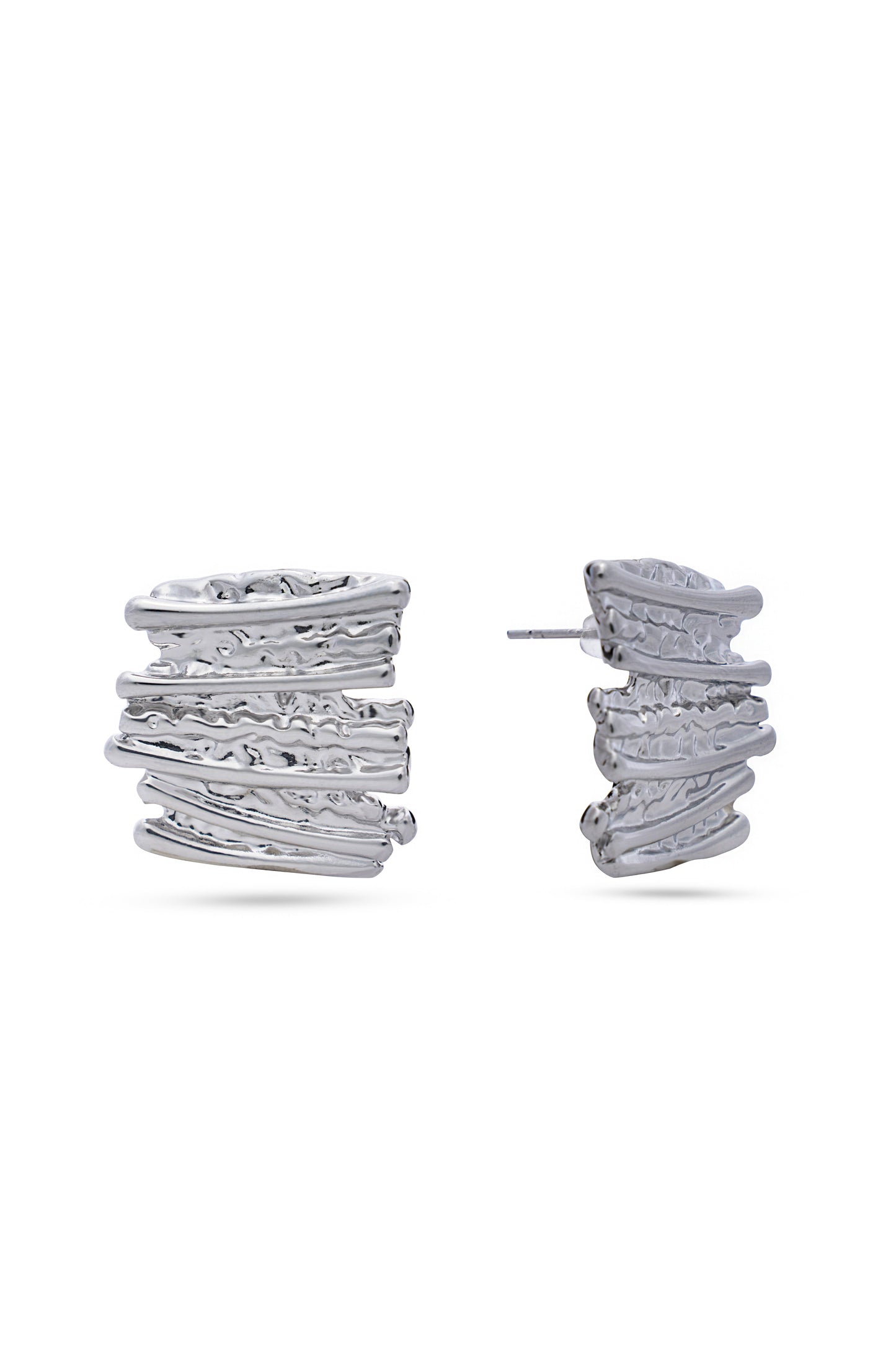 Silver Textured Earrings