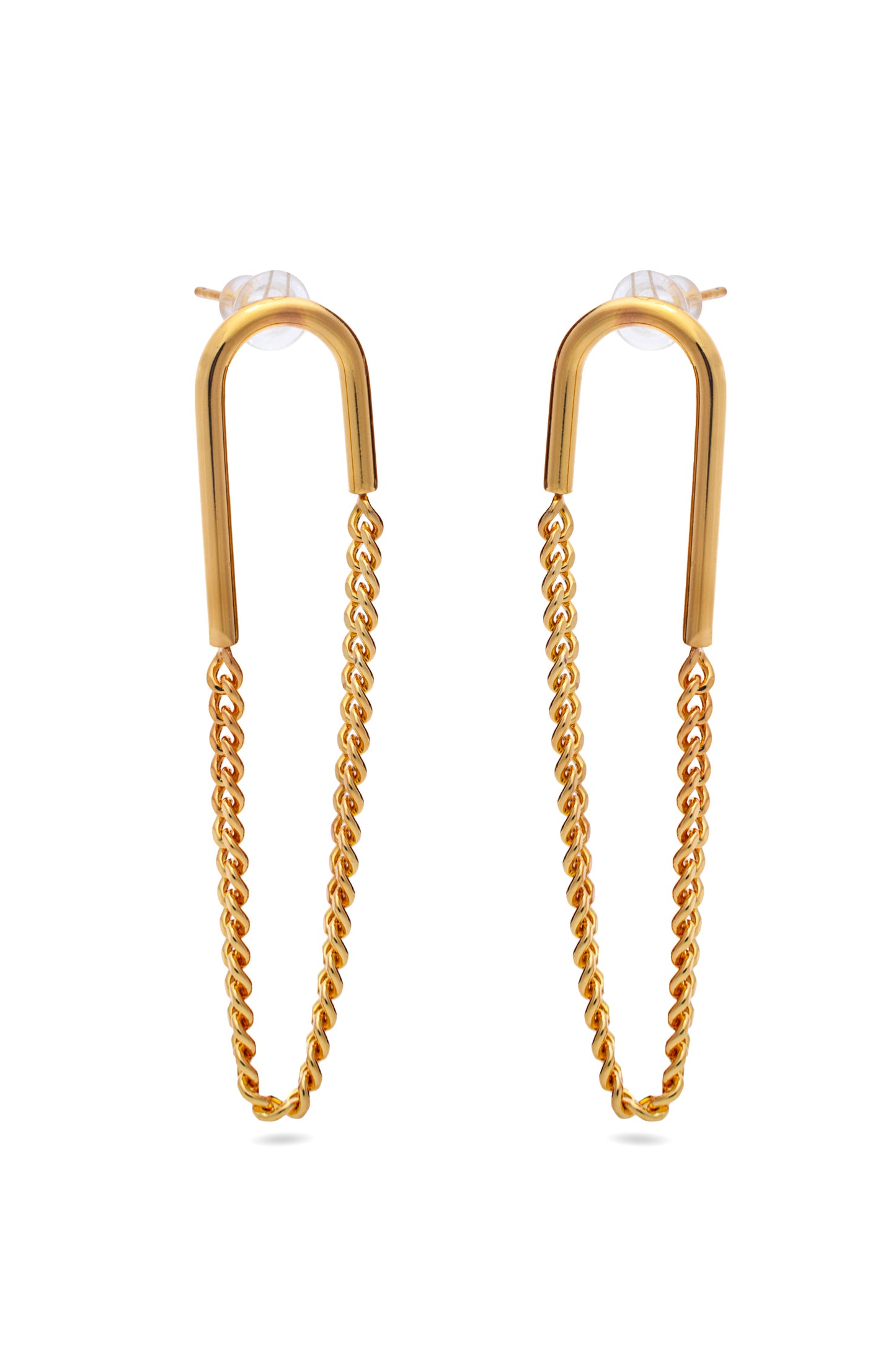 Hook Shape Earrings with Chain