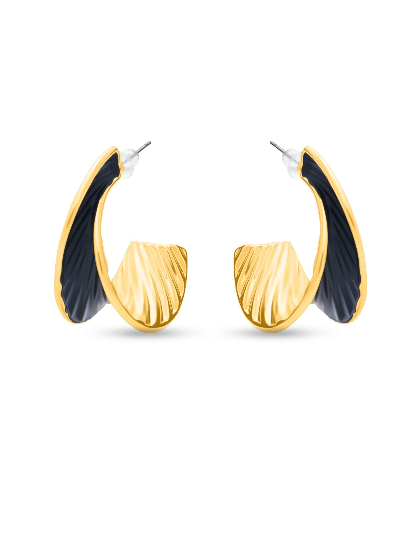 Golden Black Leaf Earrings