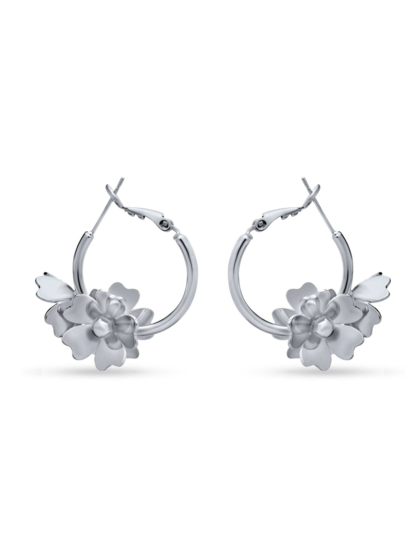 Silver Hoop with Blossom Flower