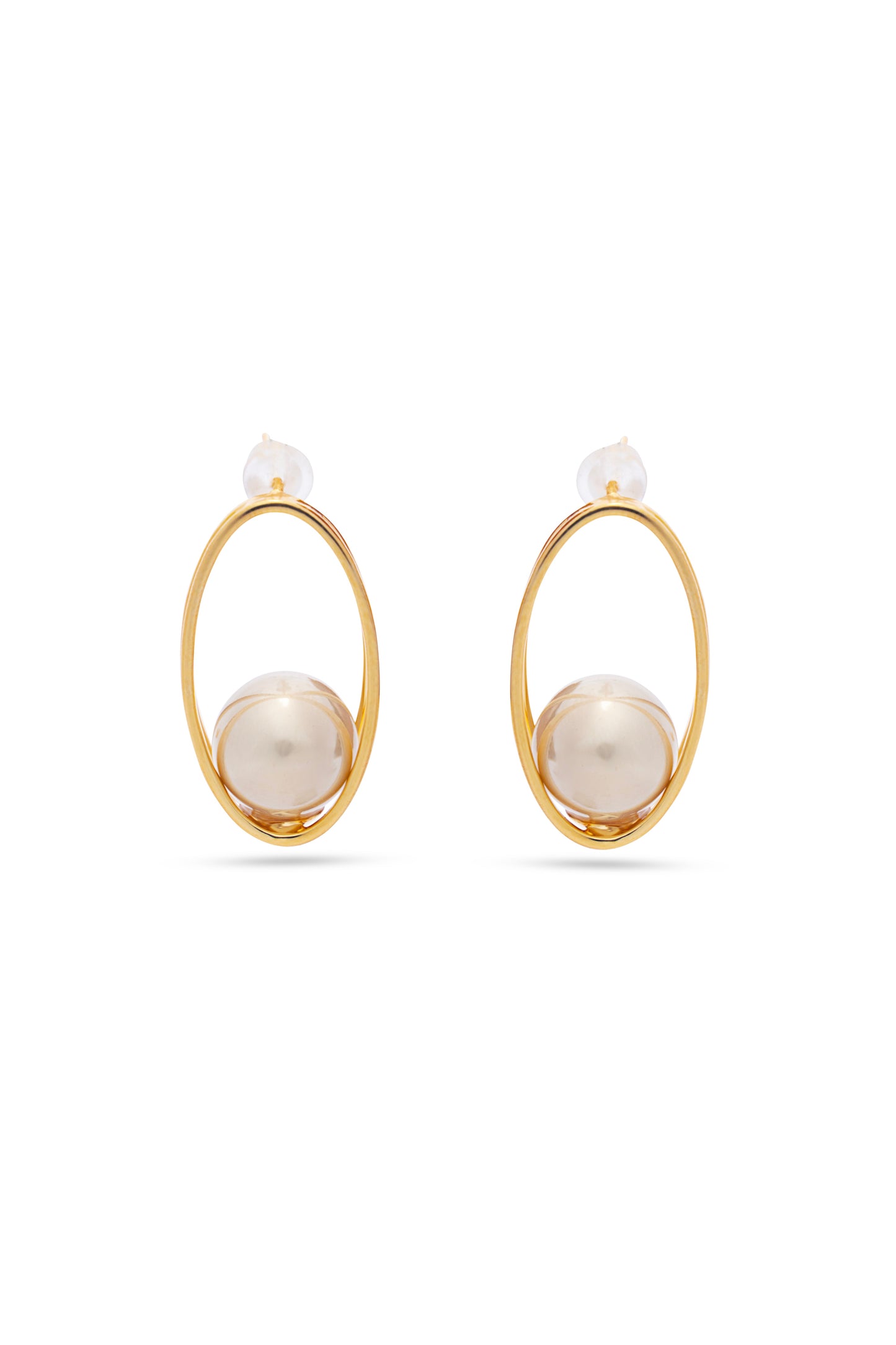 Pearl Between Oval Loops Earrings