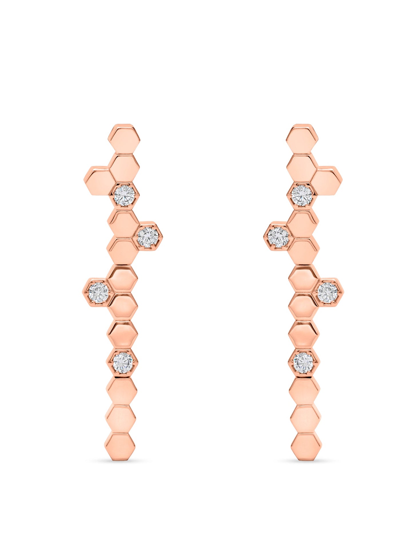 Hexa Charm Twin Drop Flexible Necklace Set - Rose Gold