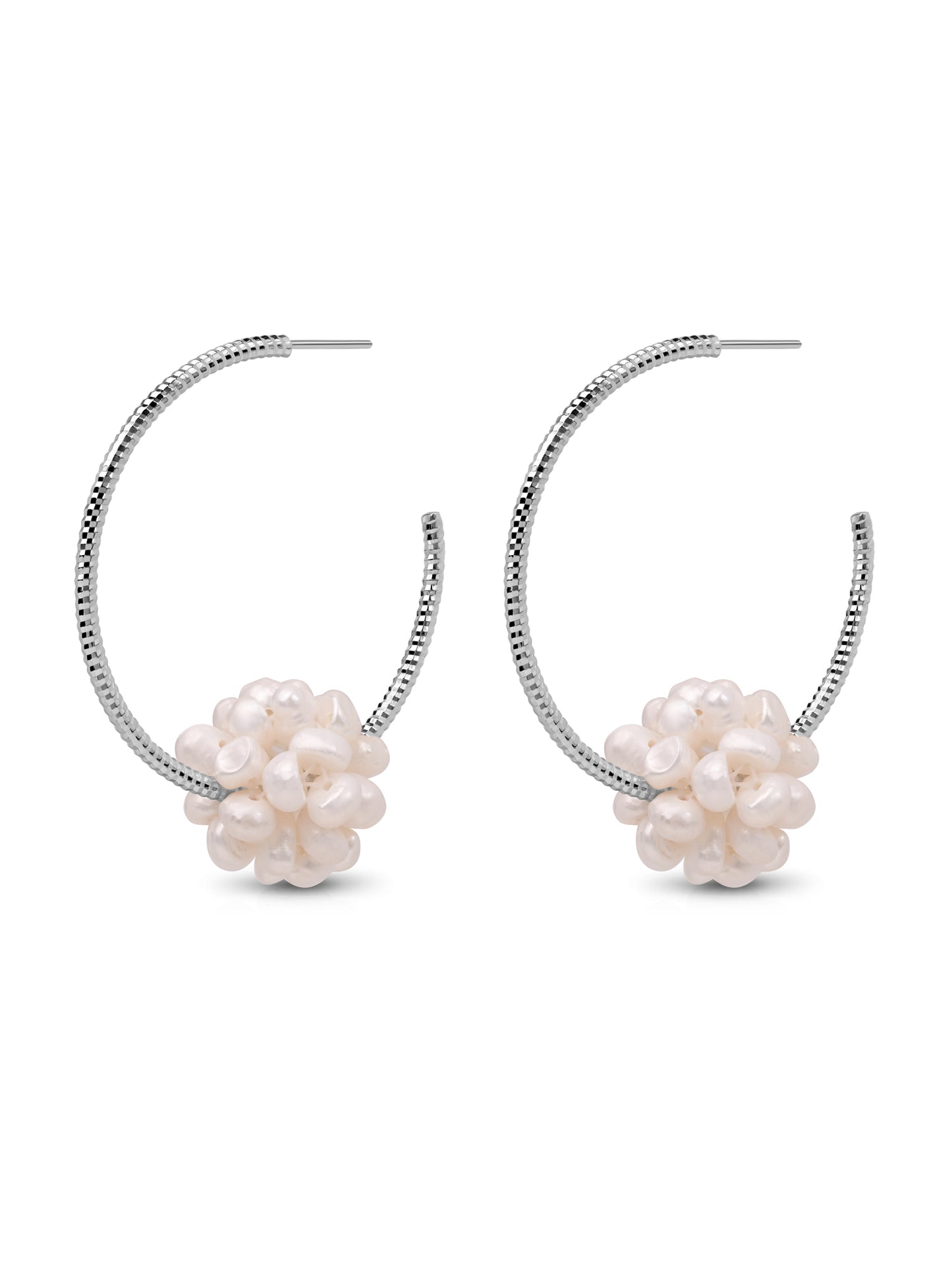 Pearl Bunch on Hoop Earrings