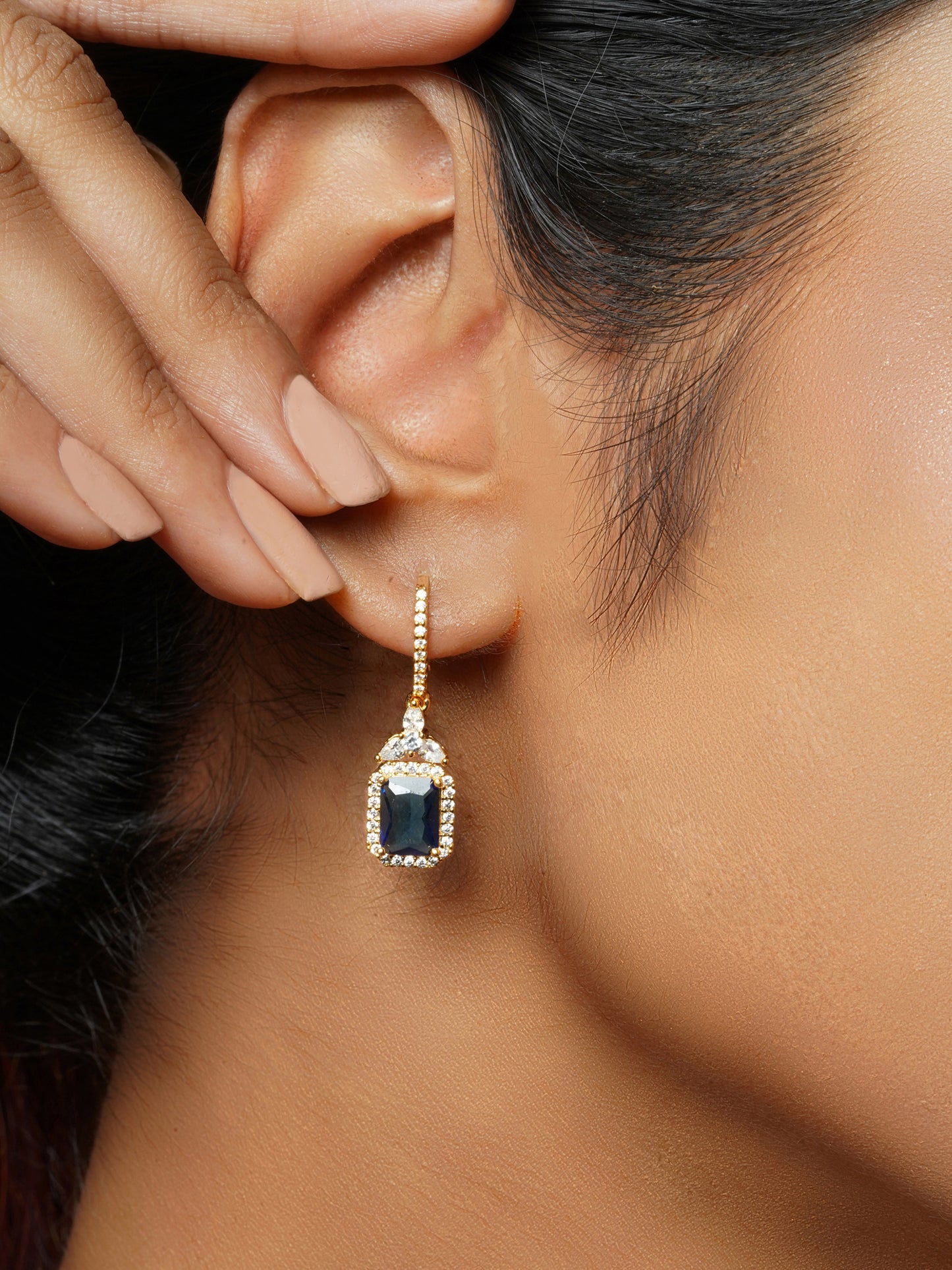 Navy Blue Zircon Small Danglers