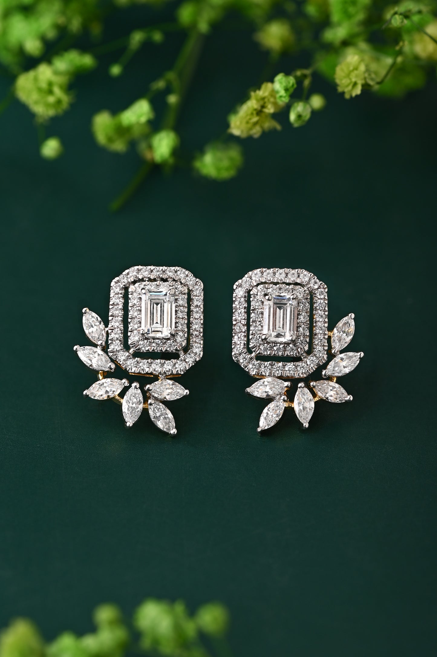 Emerald Cut Twin Halo With Marquise Accents