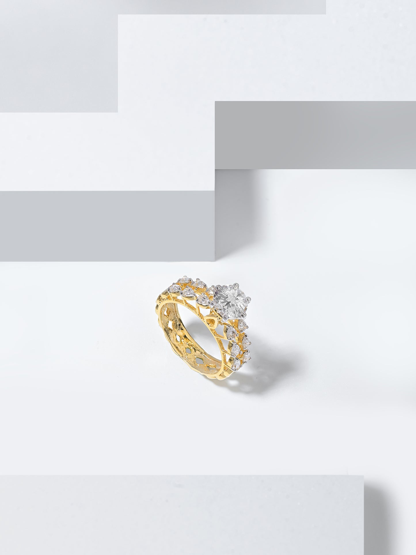 Swarovski Regal Gold Solitaire Ring
