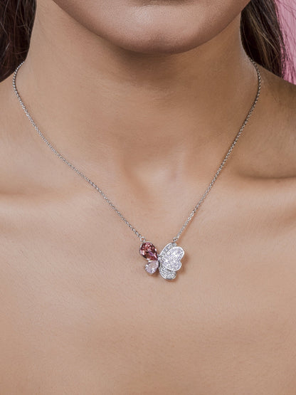 Pink Swarovski Crystal Butterfly Pendant