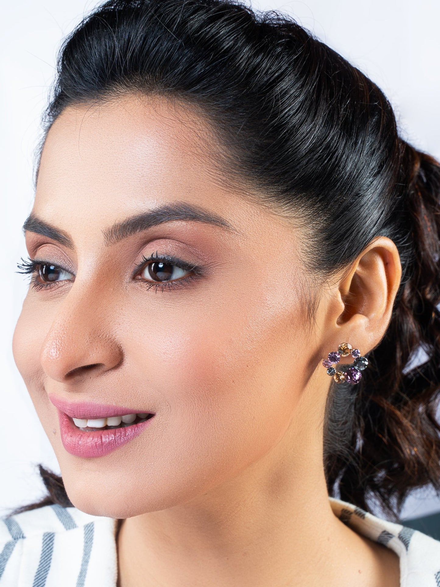 Lavender Blush Swarovski C Shape Crystal Earrings