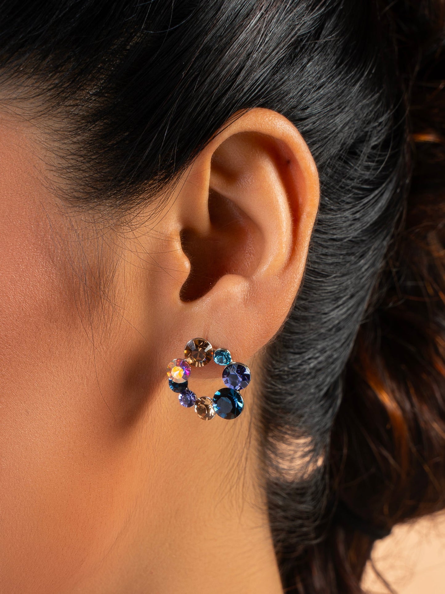 Multi Colour Swarovski Crystal Hoops