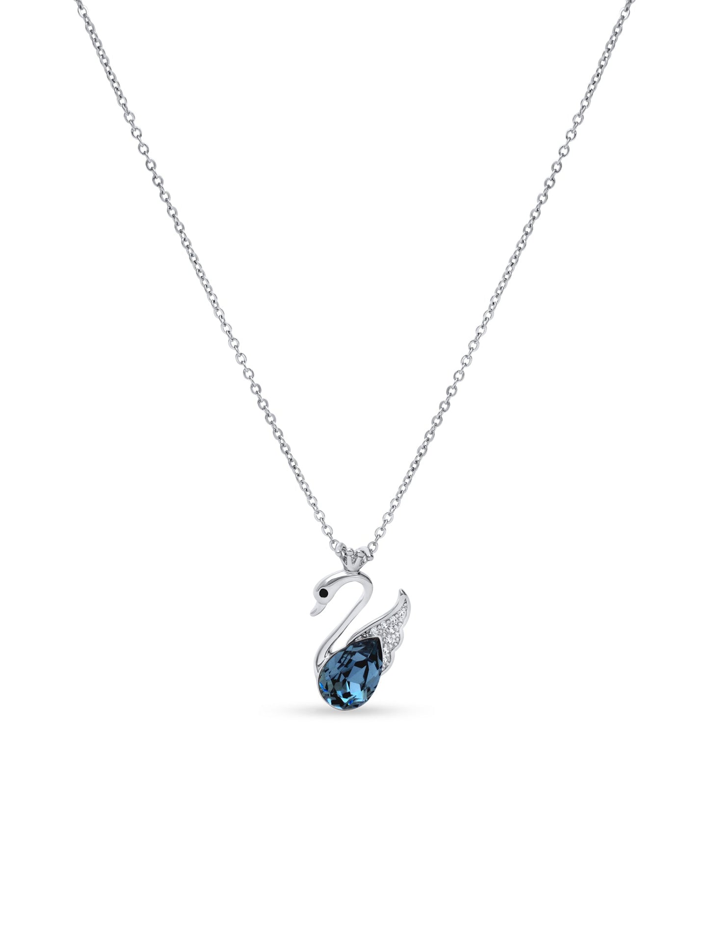 Blue Swarovski Crystal Swan Pendant