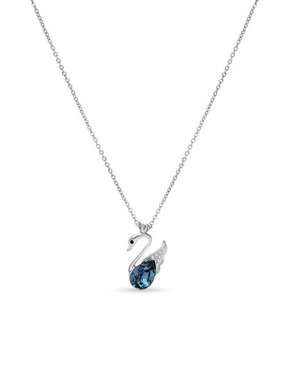 Blue Swarovski Crystal Swan Pendant