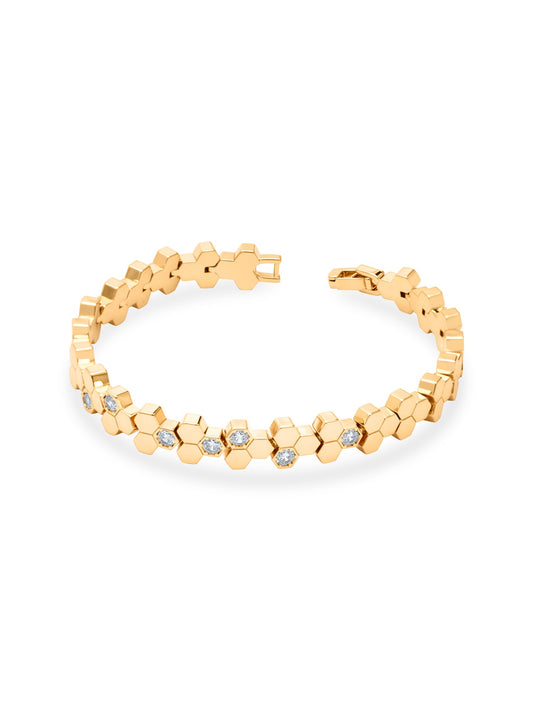 Hexa Charm Flexible Bracelet - Gold