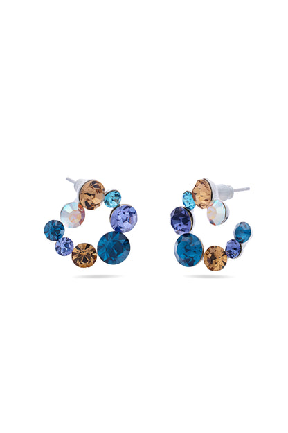 Shades of Blue Swarovski C Shape Crystal Earrings