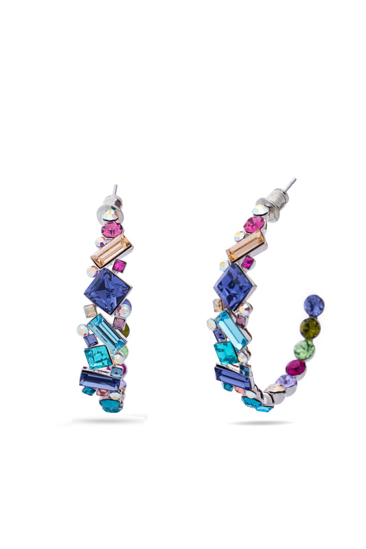 Rainbow Swarovski Crystal Hoops