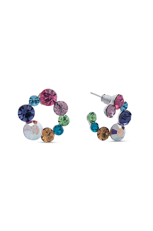 Multi Colour Swarovski Crystal Hoops