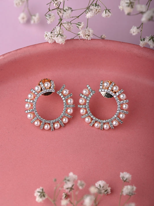 Ivory Pearl Zircon Earings