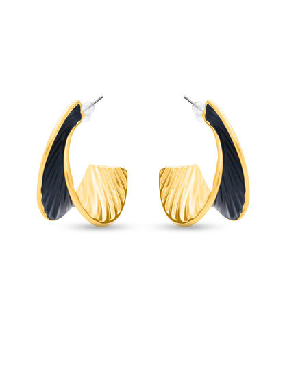 Golden Black Leaf Earrings
