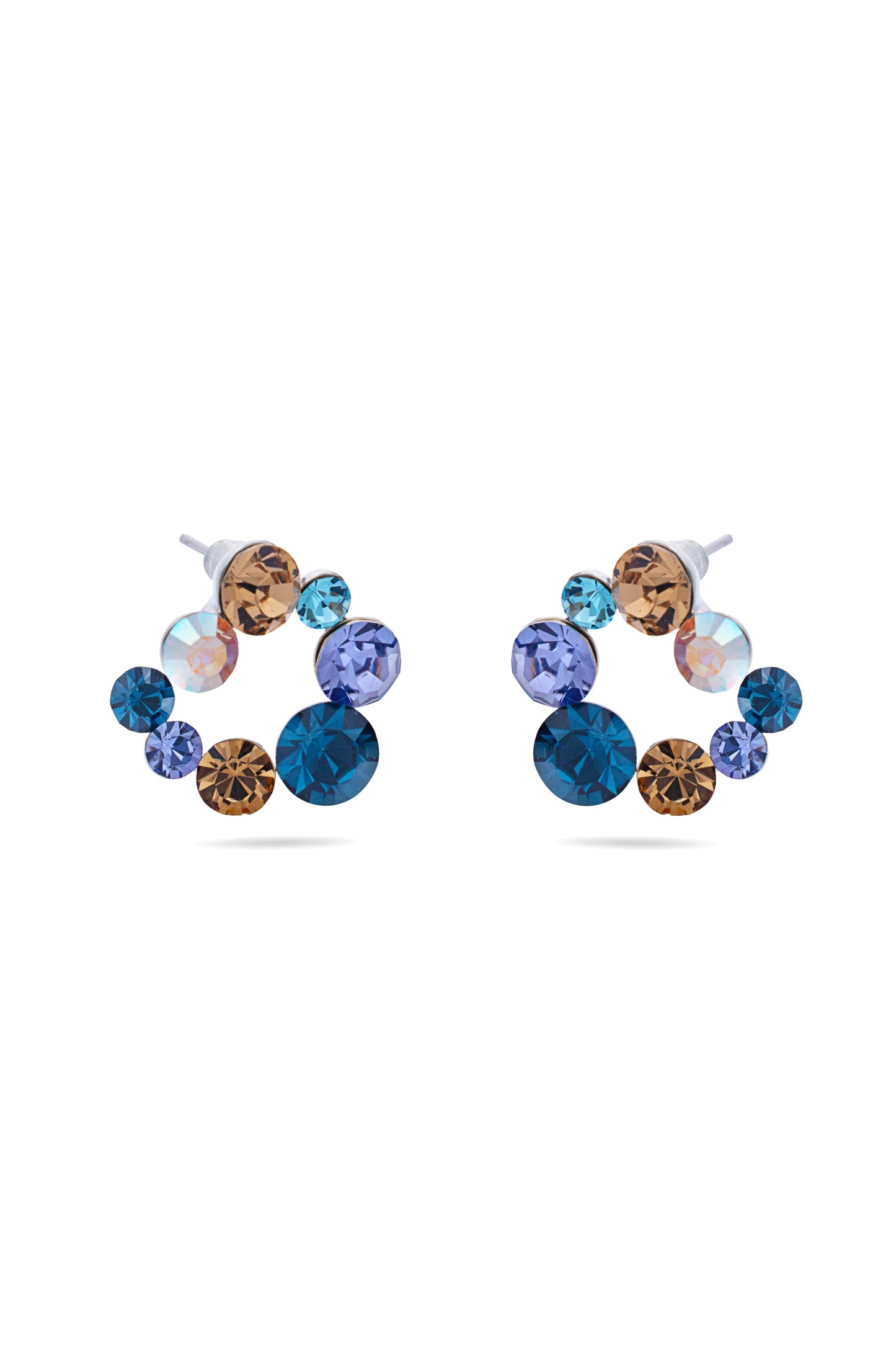 Shades of Blue Swarovski C Shape Crystal Earrings