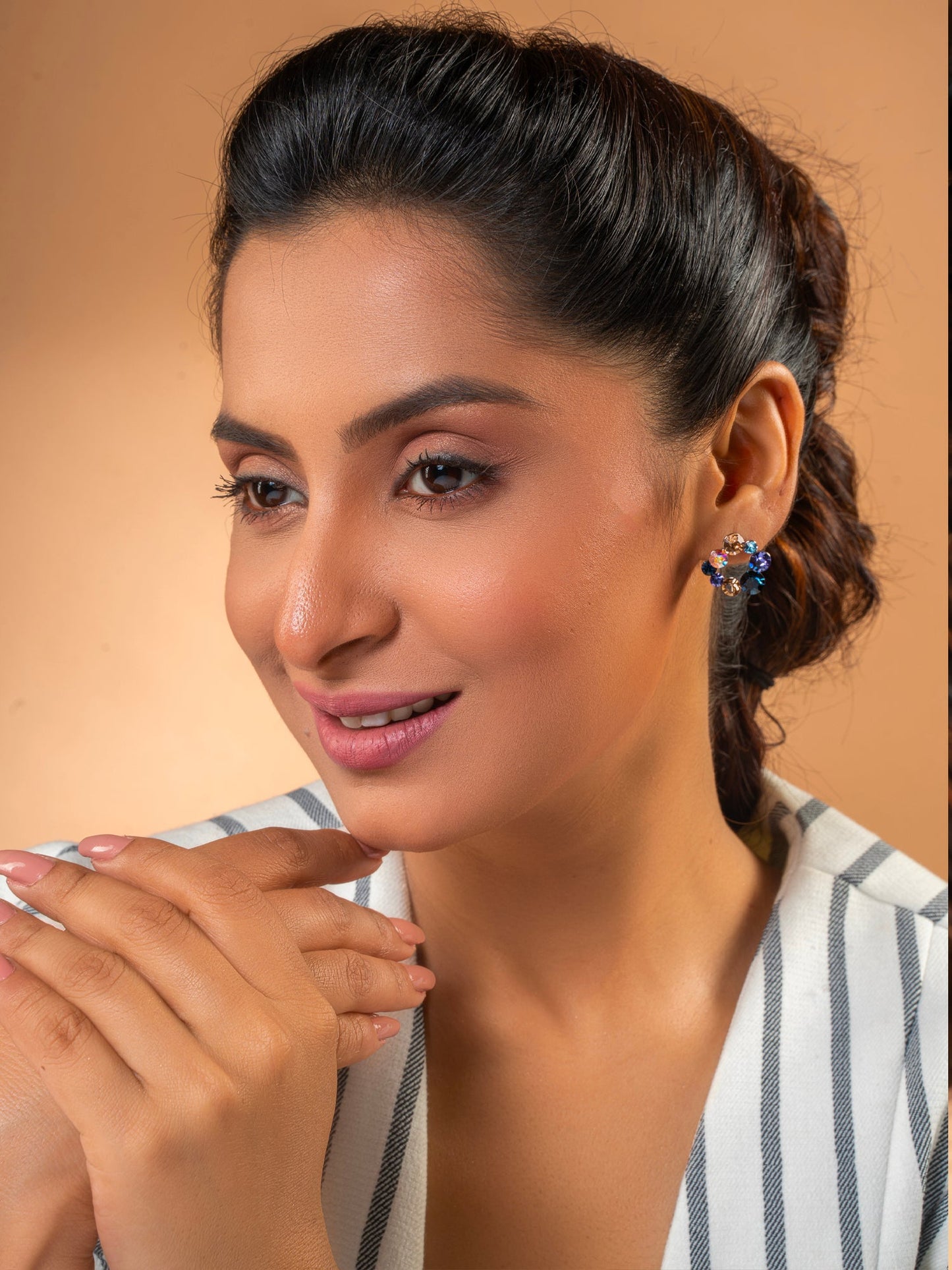 Multi Colour Swarovski Crystal Hoops