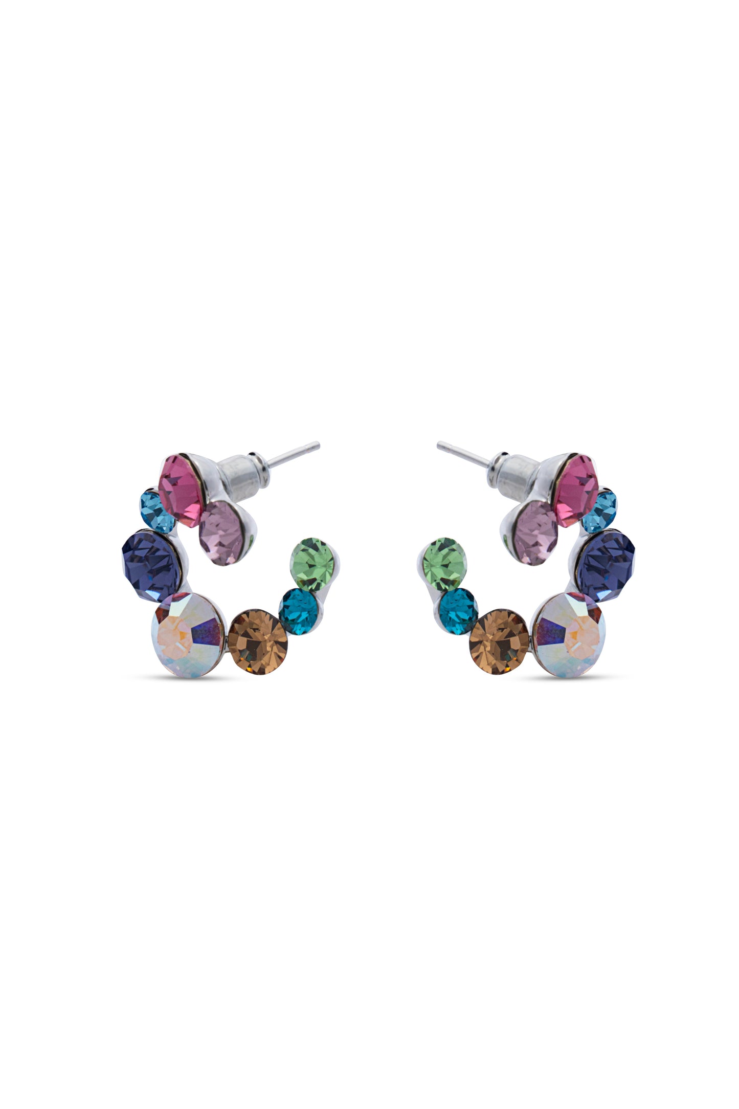 Multi Colour Swarovski Crystal Hoops