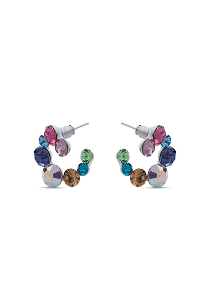 Multi Colour Swarovski Crystal Hoops