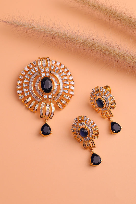 Blue Zircon Pendant Set