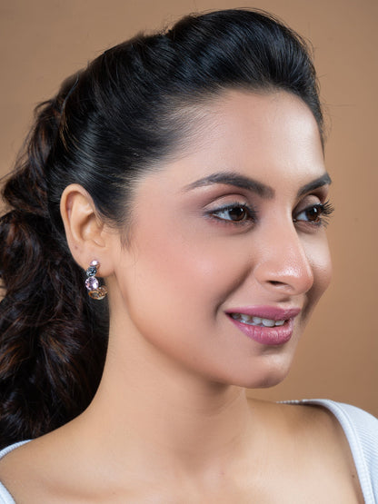 French Mauve Swarovski Crystal Hoops