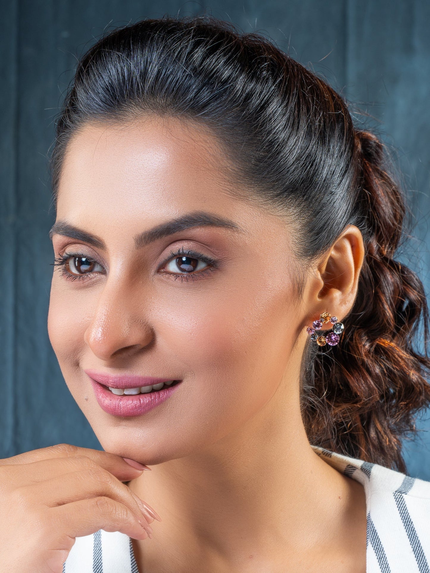 Lavender Blush Swarovski C Shape Crystal Earrings