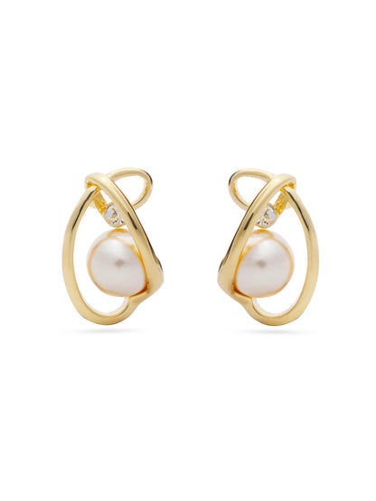 Pearl Wrapped By Golden Thread Pendent Set