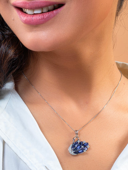 Mauve Swan Swarovski Crystal Pendant