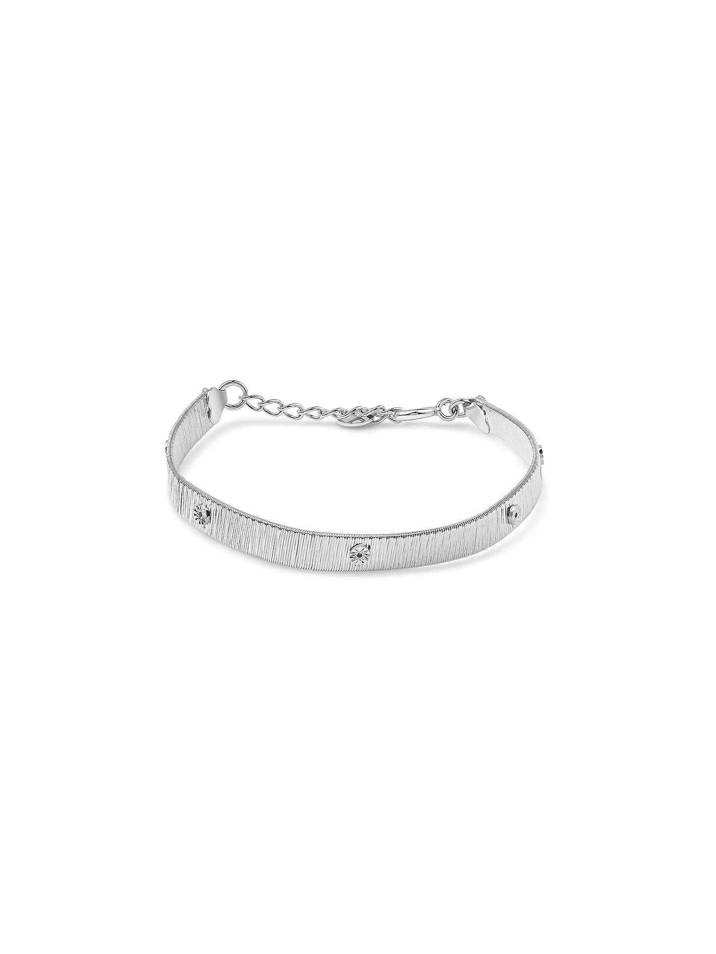 92.5 Silver Bracelet With Diamond Studs
