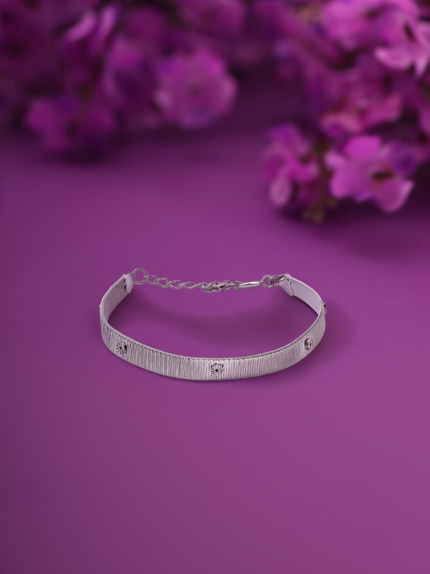 92.5 Silver Bracelet With Diamond Studs