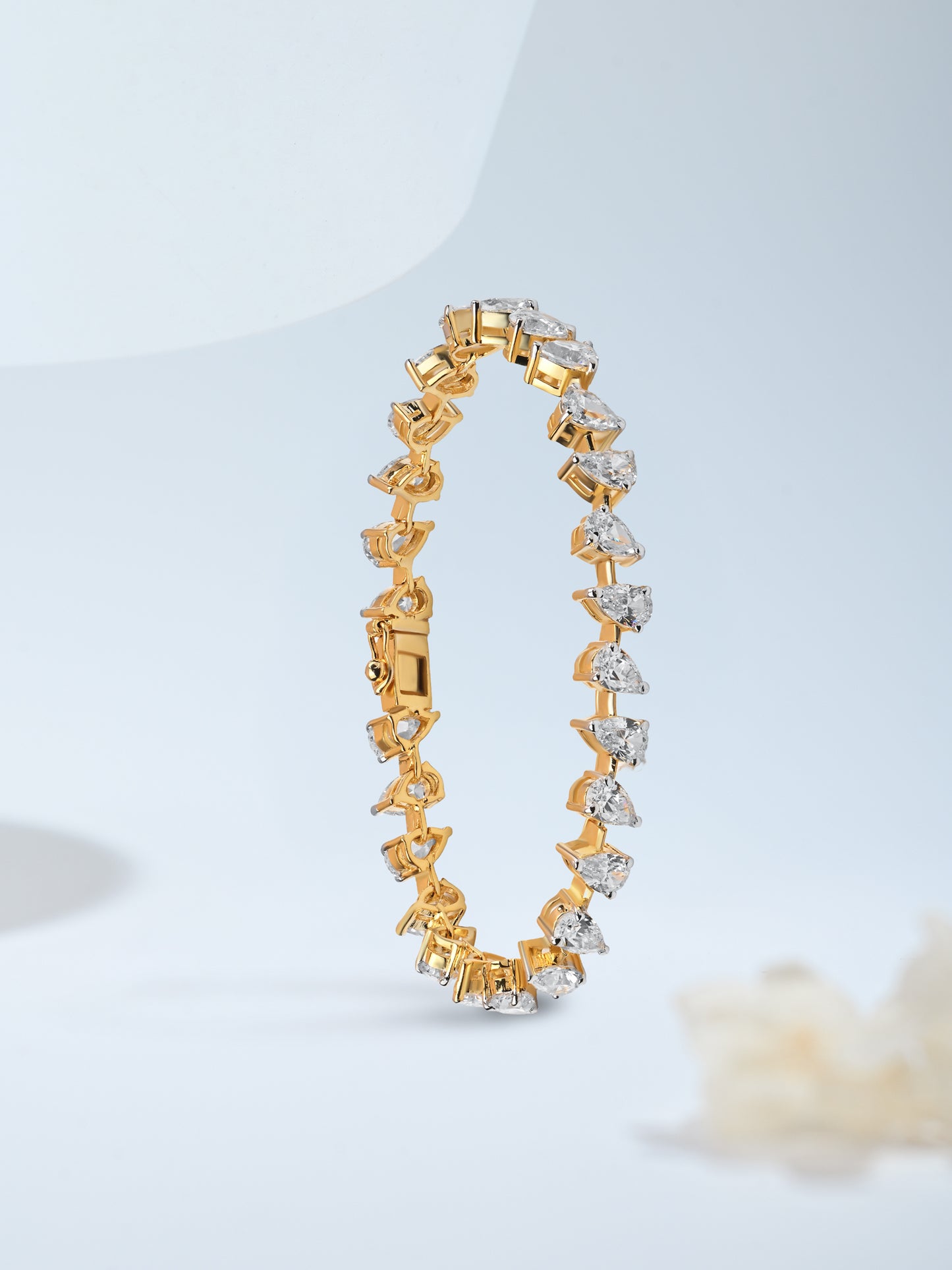 925 Sterling Silver Swarovski Tear Drop Tennis Bracelet