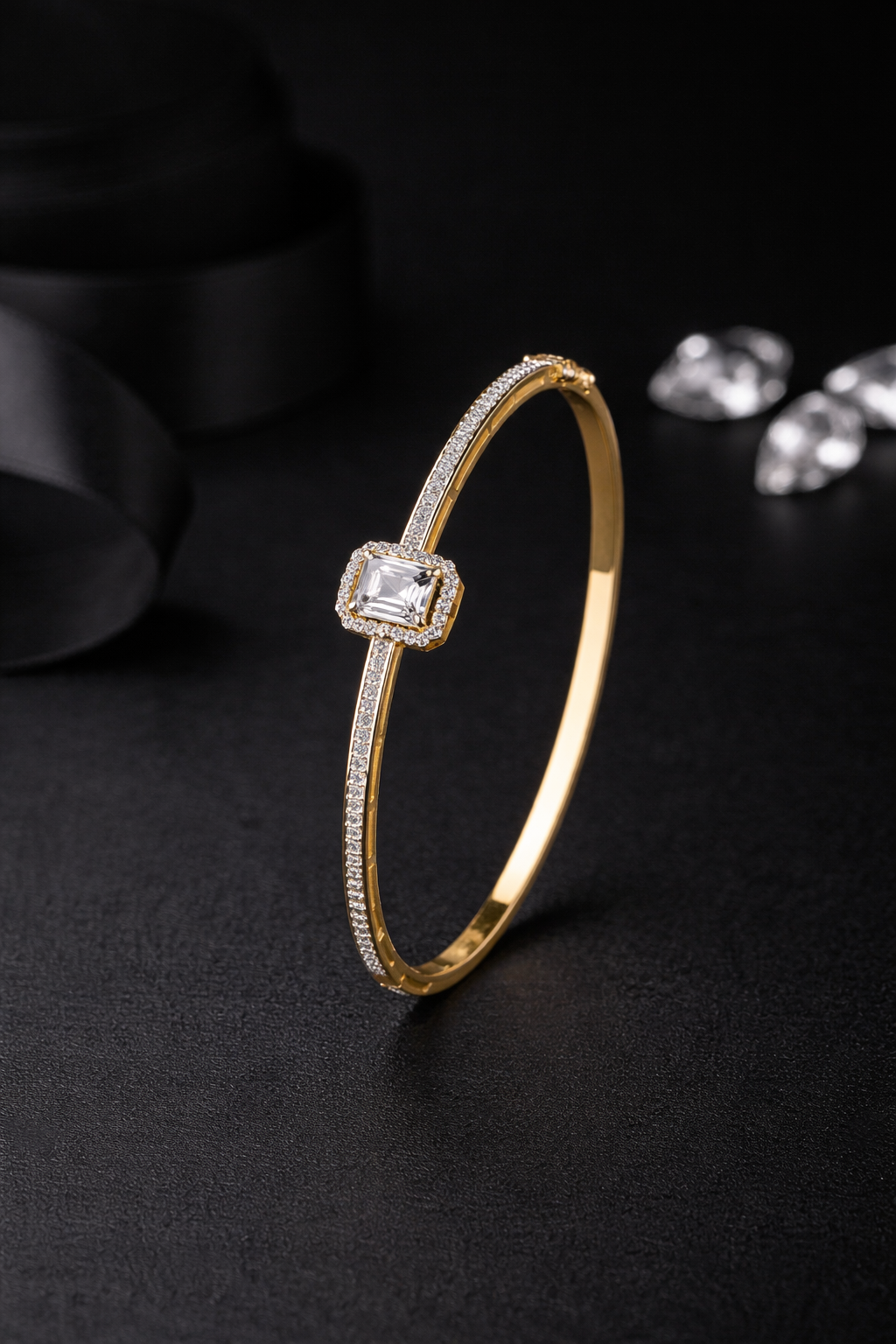 925 Sterling Silver Swarovski Emerald Cut Bracelet