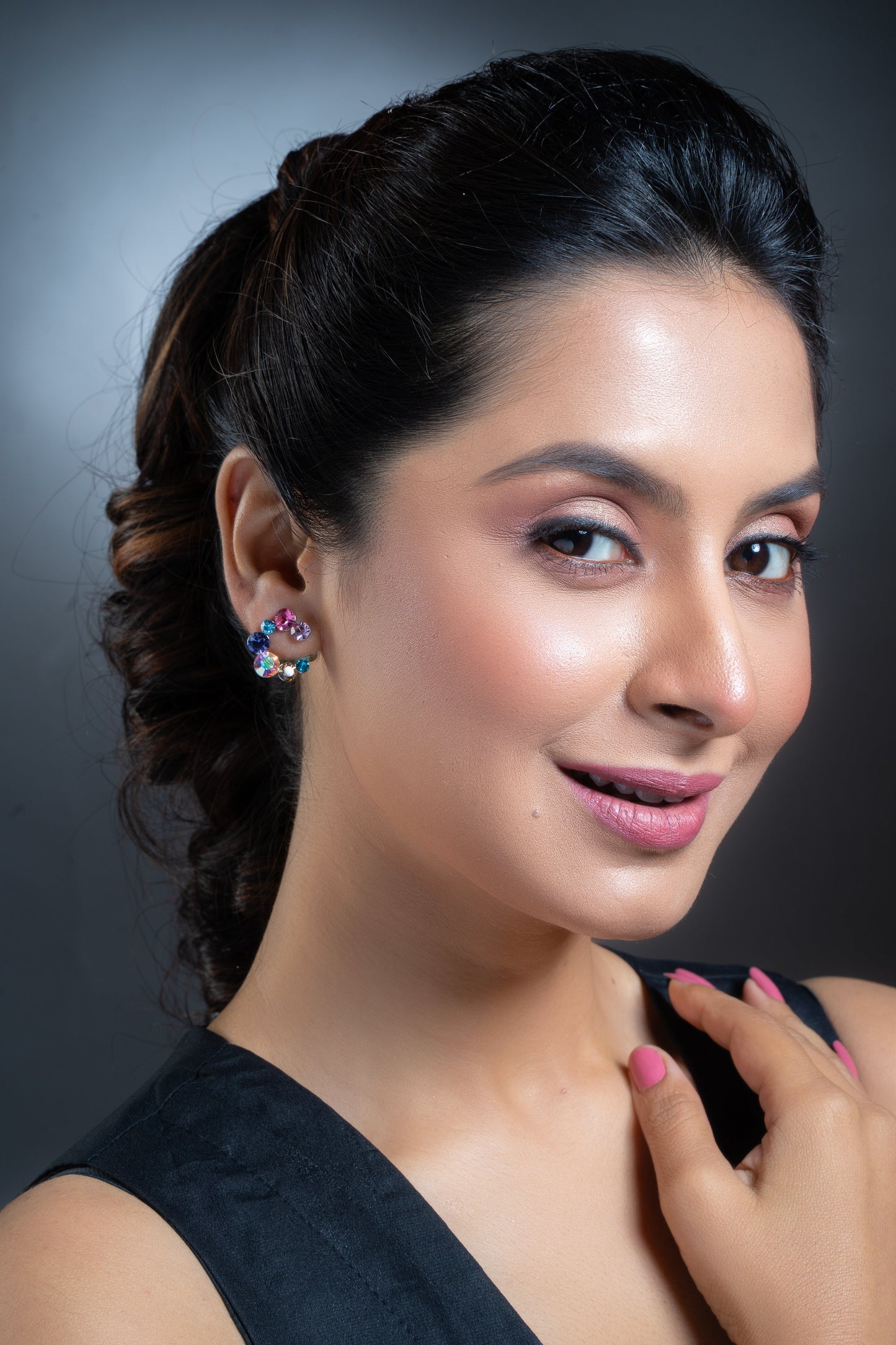 Multi Colour Swarovski Crystal Hoops