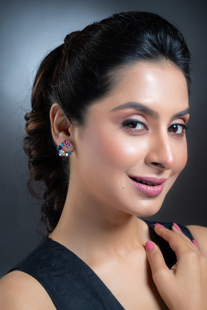 Multi Colour Swarovski Crystal Hoops