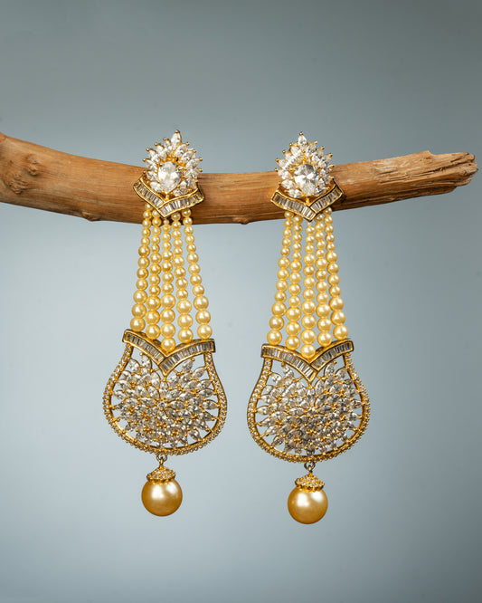Pearl Zircon Diamond Danglers