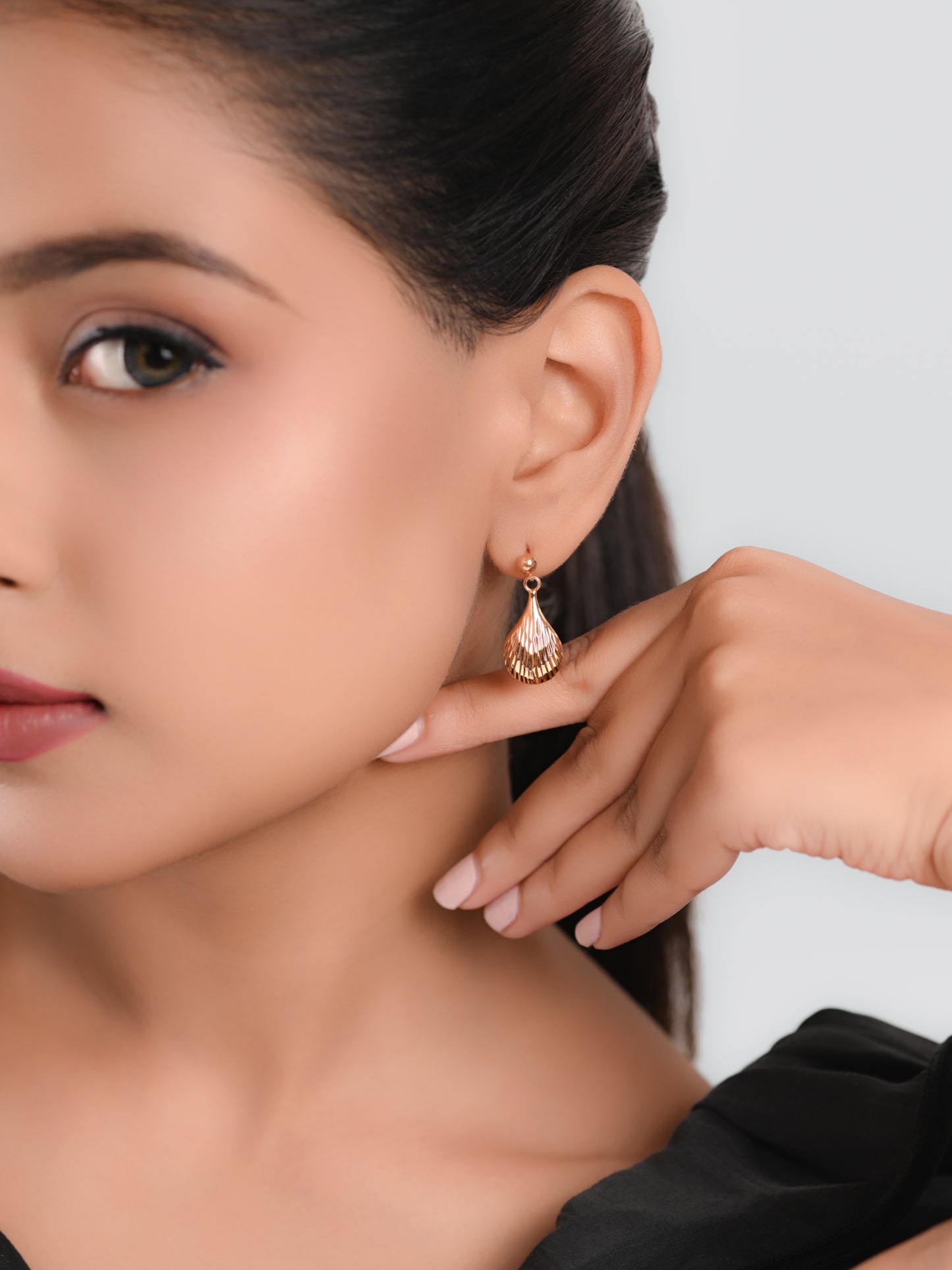 92.5 Silver Mermaid Tear Drop Earrings in Gold Polish