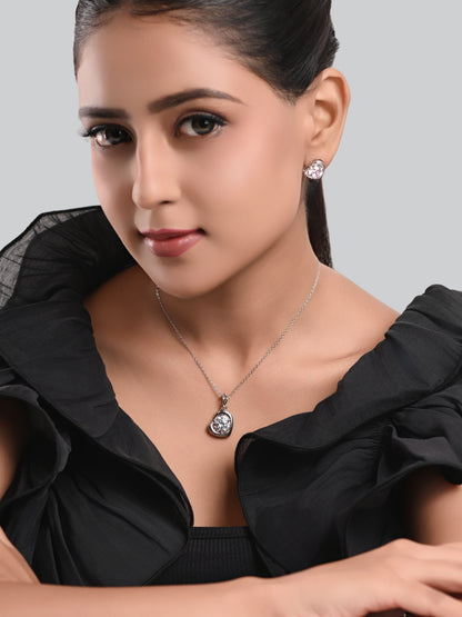 Stylish Tilted Heart Swarovski Pendant Set