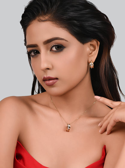 92.5 Silver Delicate Pendent Set with Diamond Line in  Gold Polish