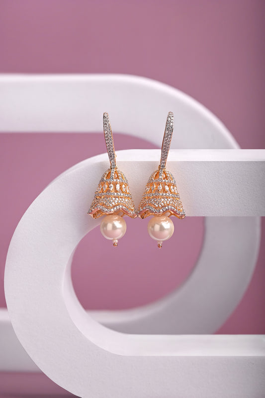 Bell Pearl Zircon  Earings