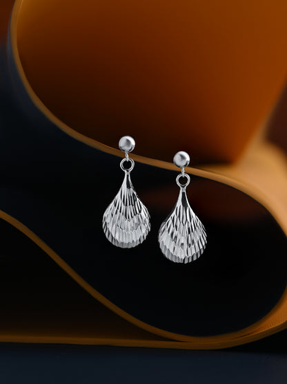 92.5 Silver Mermaid Tear Drop Earrings in Rhodium Polish
