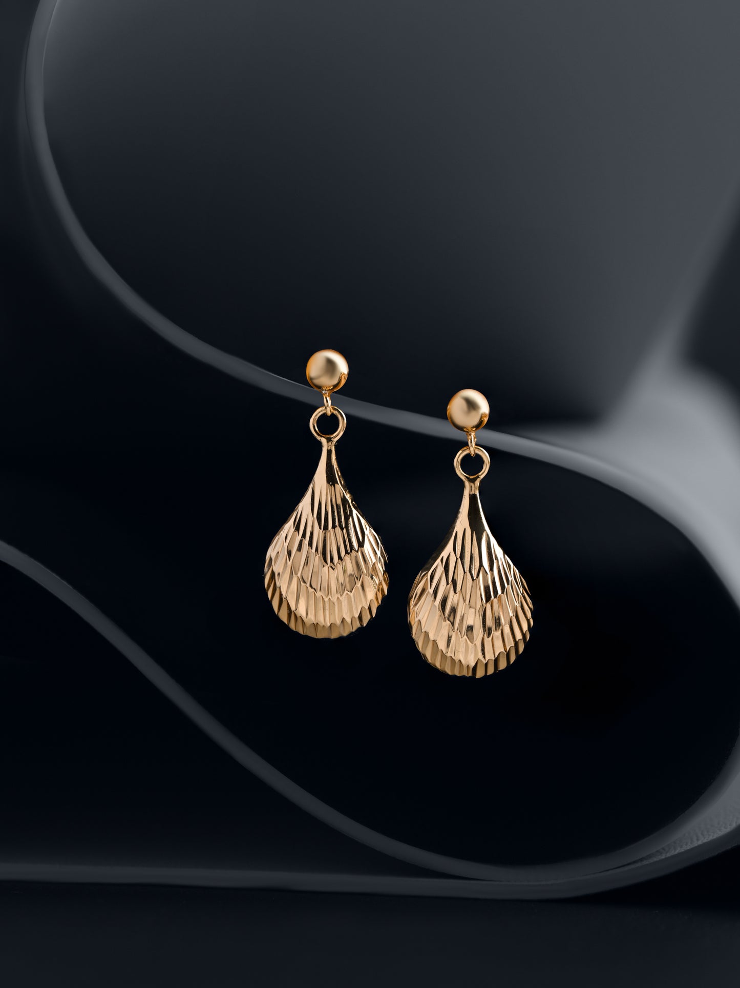 92.5 Silver Mermaid Tear Drop Earrings in Gold Polish