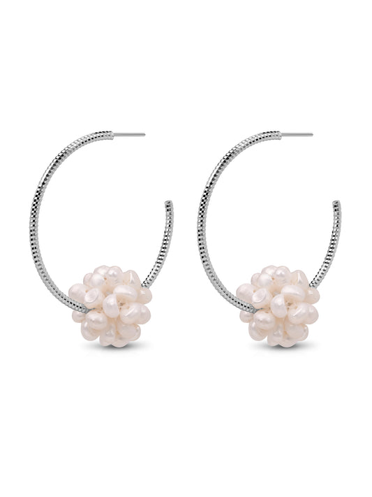 Pearl Bunch on Hoop Earrings