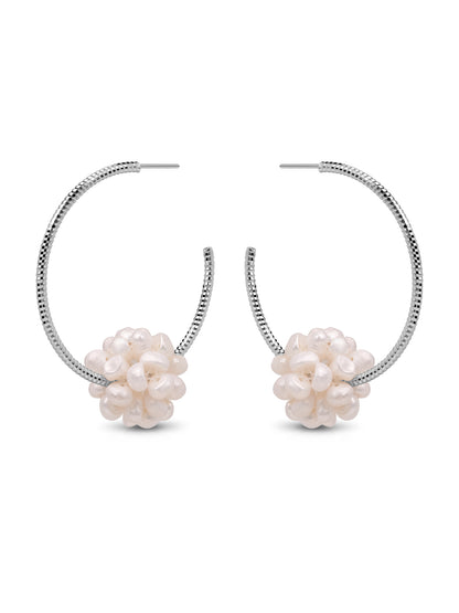Pearl Bunch on Hoop Earrings