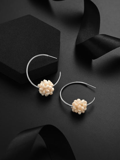 Pearl Bunch on Hoop Earrings