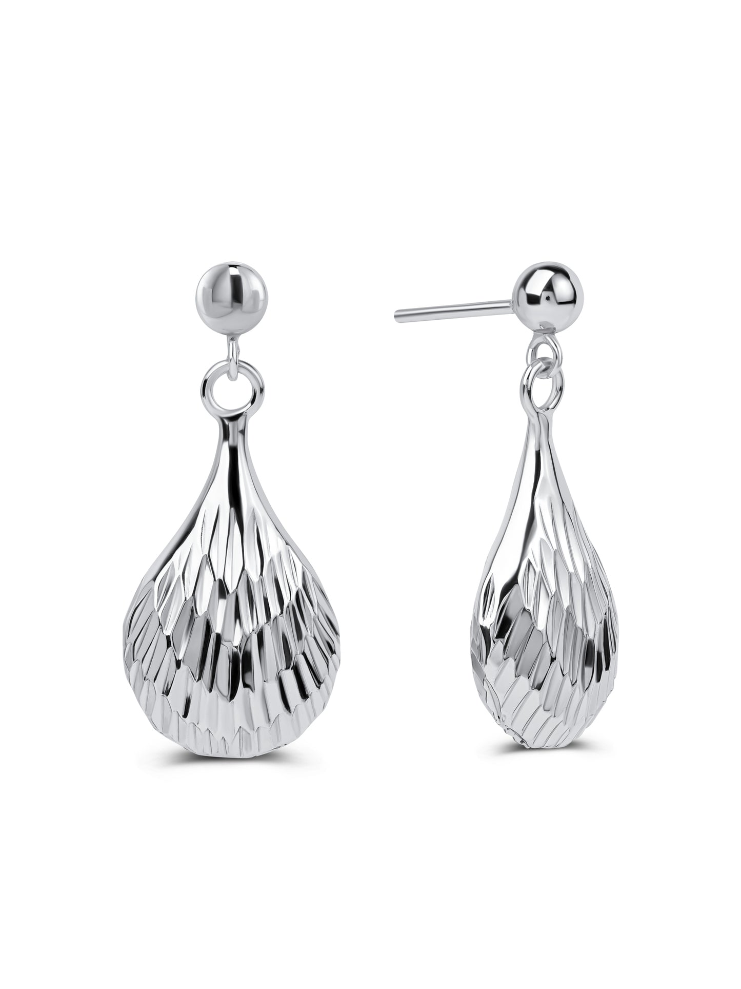 92.5 Silver Mermaid Tear Drop Earrings in Rhodium Polish